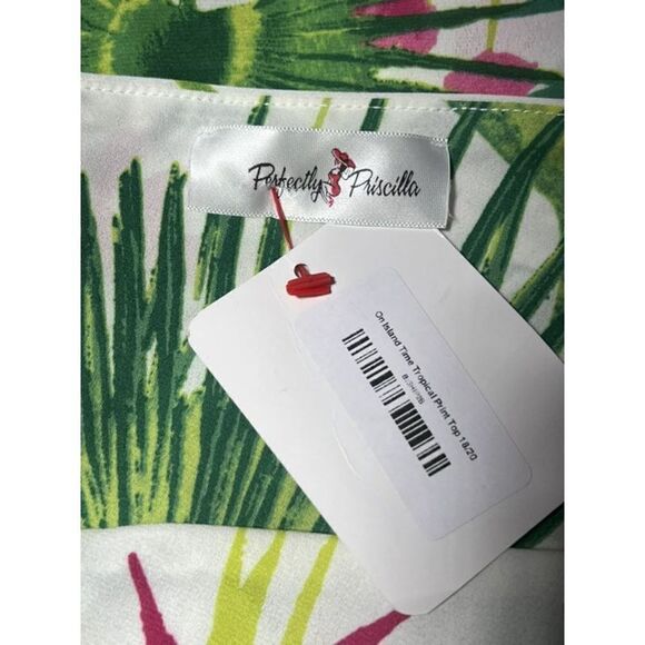 Perfectly Pricilla NWT On Island Time One Sleeve Tropical Blouse Plus Size 18/20 - Picture 4 of 4